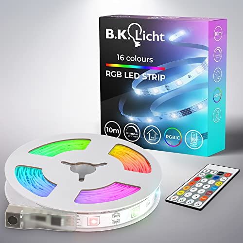 b.k.licht led strip 10 m rgb mit musiksensor und fernbedienung für zimmer deko