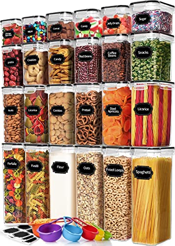 vorratsdosen set 24 von skroam, luftdicht, bpa-frei, für müslis, getreide, zucker, inkl. etiketten