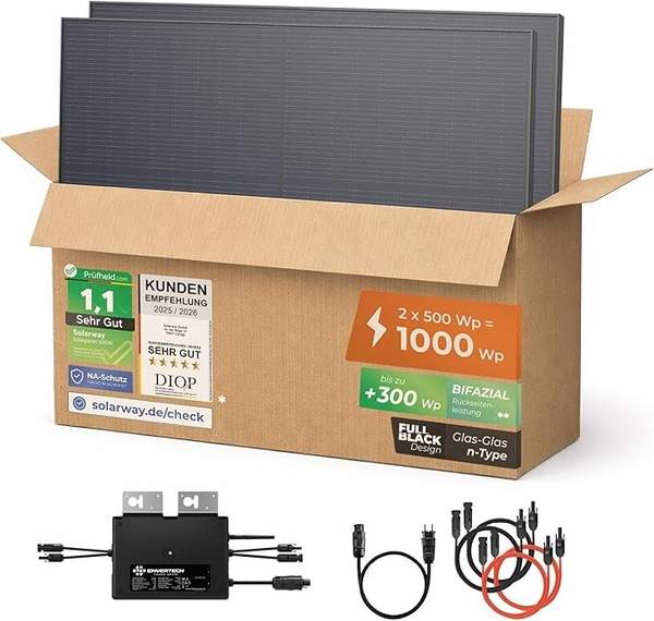 1000W Balkonkraftwerk Solarway 800W komplett mit Wechselrichter Steckdose
