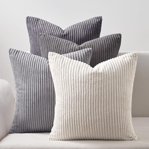 topfinel kissenbezug grau 40x40 4er set kordsamt dekokissen für sofa schlafzimmer balkon