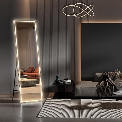 dripex wandspiegel mit beleuchtung, 3 lichtfarben dimmbar, 160 x 40 cm