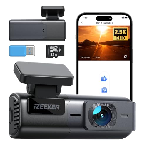 iZEEKER dashcam 2,5K WiFi 1440P kamera mit 32GB karte, nachtsicht, g-sensor, parkmodus