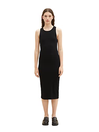tom tailor denim kleid damen rippstruktur tiefschwarz modell 1037256 größe l