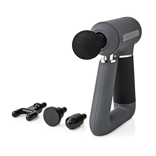 sport-massagepistole nedis, batteriebetrieben, 6 massagemodi, grau, usb-kabel