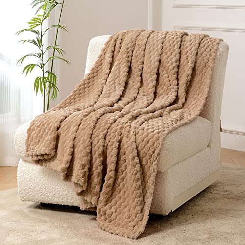 fleece kuscheldecken FY fiber house, weiche mikrofaser sofadecke 130x150cm, camel