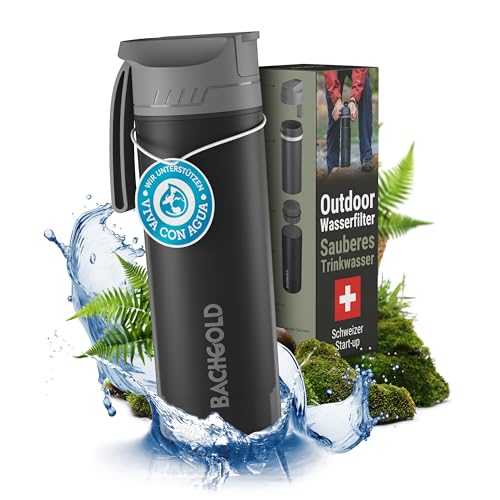 Bachgold wasserfilter flasche 650ml, 1500l kapazität, entfernt 99,99% bakterien