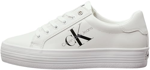 Calvin Klein Damen Sneaker Vulcanized Flatform Laceup Plateau, Weiß, 38