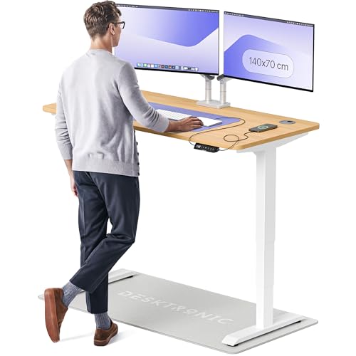 desktronic homepro elektrischer höhenverstellbarer schreibtisch 140 x 70 cm mit motoren und usb-anschlüssen