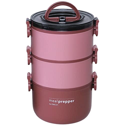dmc21 lunch box, mealprepper, bentobox nachhaltig, 3-fach stapelbar, rosa