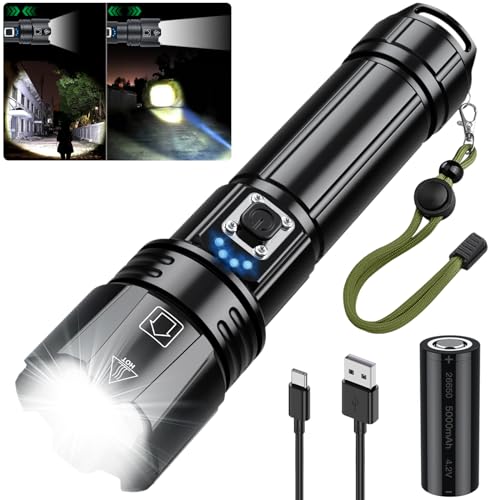 Produktbild: led taschenlampe 20000 lumen amzyigou, aufladbar, hell, 5 lichtmodi, camping, powerbank