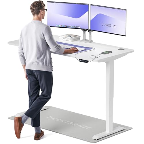 höhenverstellbarer schreibtisch desktronic homepro 160 x 80 cm weiß