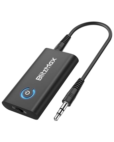blitzmax bluetooth 5.2 empfänger-transmitter 2-in-1 audio adapter tragbar 3,5 mm klinkenstecker