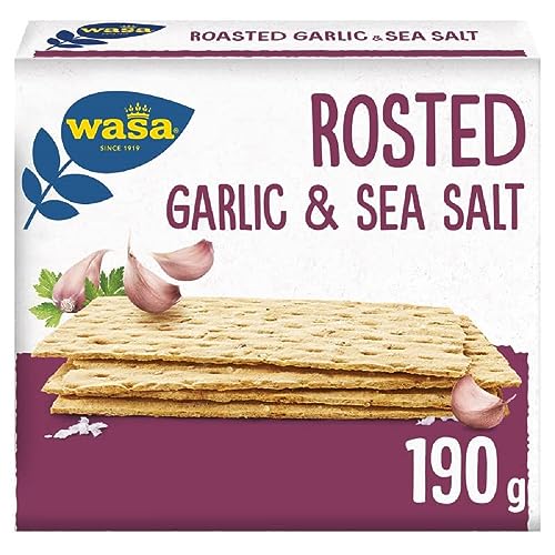 wasa snacks crisps gerösteter knoblauch & meersalz 190g - dünner knäckebrot-snack