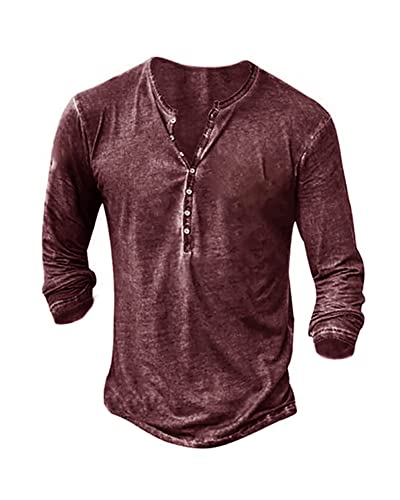 langarm henley shirt herren vintage casual leicht baumwolle slim fit hemd