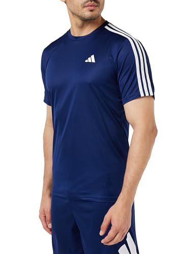 adidas training tee herren 3-stripes dunkelblau weiß größe M