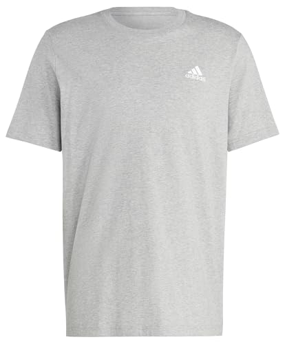 adidas t-shirt männer essentials jersey embroidered logo grau heather größe L