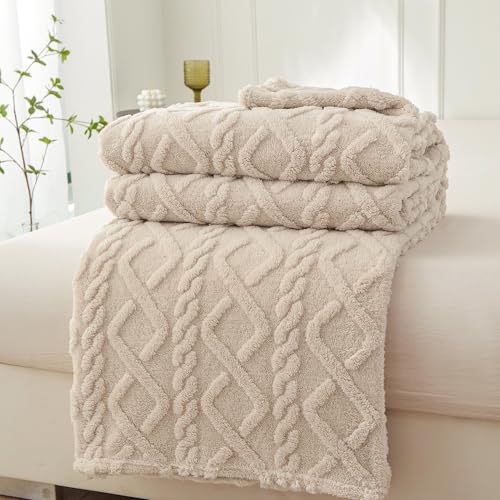 wongs bedding cuddly fleece blanket 150 x 200 cm beige, flauschige sofa-decke