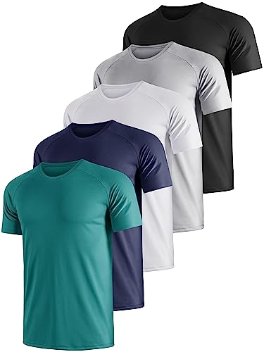 ueeko sport tshirt set herren 5er pack kurzarm laufshirt atmungsaktiv schnelltrocknend