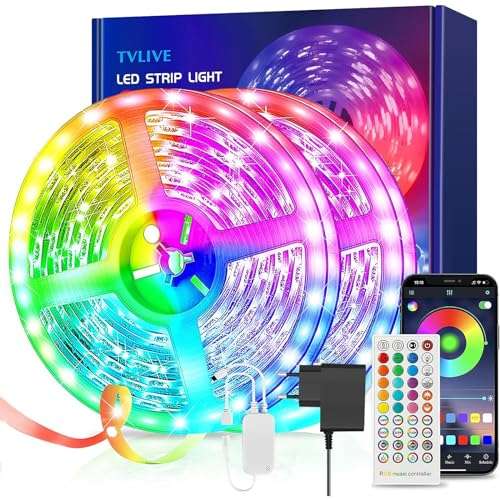 led strip 30m mit fernbedienung und app steuerung, 16 mio farben, musik sync, rgb