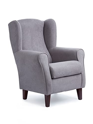 ohrensessel sillonea rom, kleiner lesesessel für wohnzimmer, grau walnuss, 100x74x77 cm