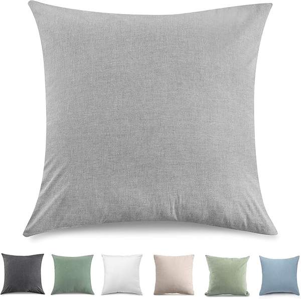 TOCOMOA Kissenbezug 80x80 cm 2er Set, 100% Baumwolle, Oeko-TEX, Hellgrau