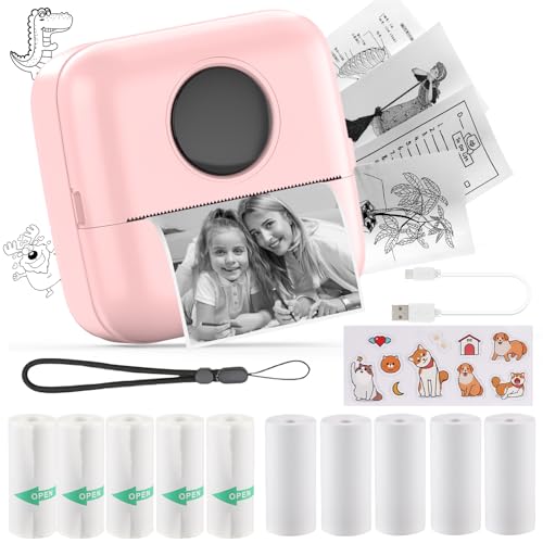 mini fotodrucker huiJuKeJi, taschendrucker für smartphone, thermo drucker pink