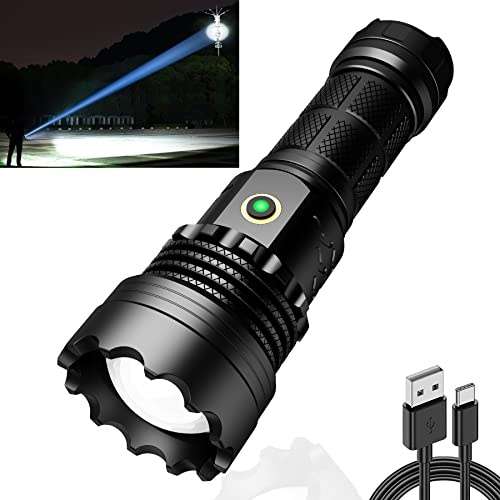 led taktische taschenlampe 30000 lumen, 3 km extremweitschuss, usb aufladbar, ipx67 wasserdicht