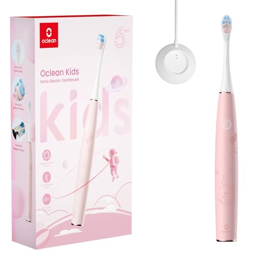 Oclean Sonic Elektrische Zahnbürste für Kinder, sanfte Borsten, IPX7 wasserdicht, 2 Minuten Timer, ab 5 Jahren, pink