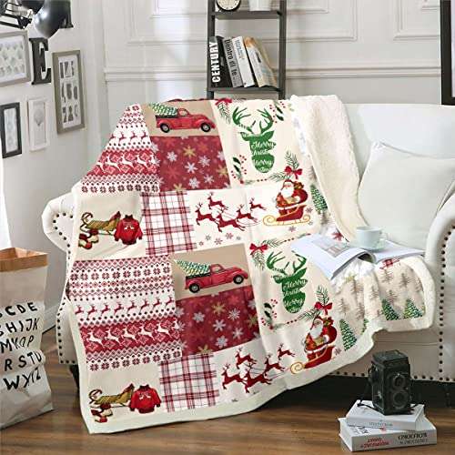 weihnachten decke 75x100 rot fleece schneeflocke weihnachtsbaum hirsch dekoration