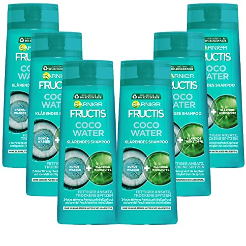 klarendes shampoo fettiger haaransatz trockene spitzen mit kokoswasser garnier fructis coco water 6 x 250 ml