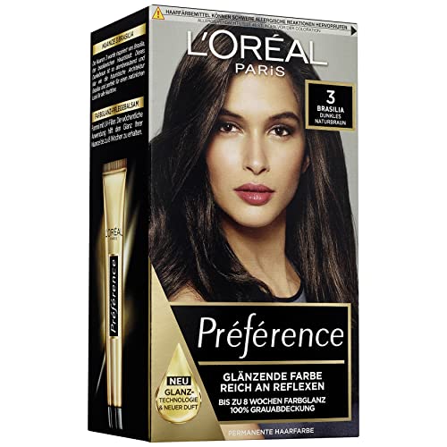 l'oral paris haarfarbe set 3 dunkles naturbraun mit pflegebalsam 3er set
