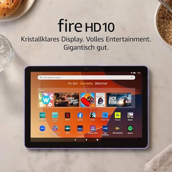 fire hd 10 tablet 2023, 10,1 zoll full hd, octa-core, 3 gb ram, 32 gb, fliederfarben