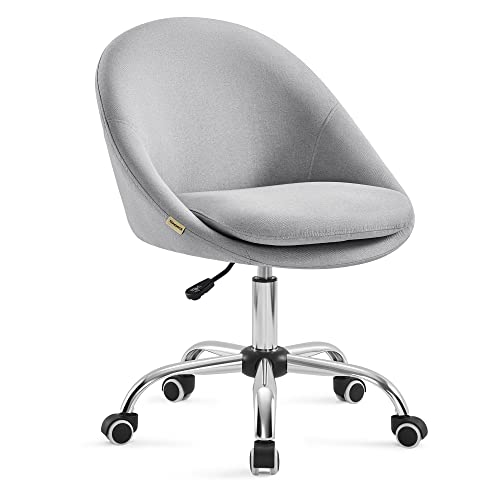 songmics homeoffice stuhl, höhenverstellbar, baumwoll-leinen-mischgewebe, taubengrau
