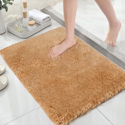 Mibao badteppich rutschfest waschbar 40 x 60 cm beiger badvorleger flauschig hochflor