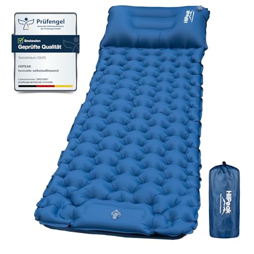 hiiPeak selbstaufblasende luftmatratze camping mit kissen, kleine packgröße, fußpumpe