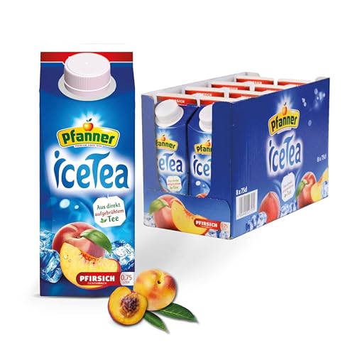 pfanner eistee pfirsich vorratspack 8 x 750 ml direkt aufgebrühter schwarztee