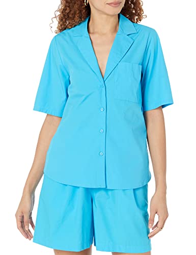kavya kurzarm-shirt damen ozeanblau popeline, größe m