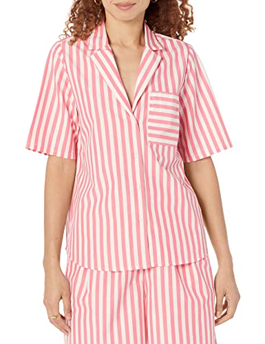 kavya kurzarm-shirt damen, popeline, gestreift, korallenrot, xs