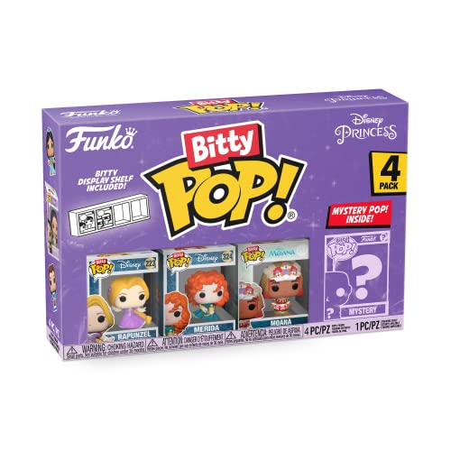 funko bitty pop! disney princess mini-set rapunzel, merida, moana + überraschungsfigur