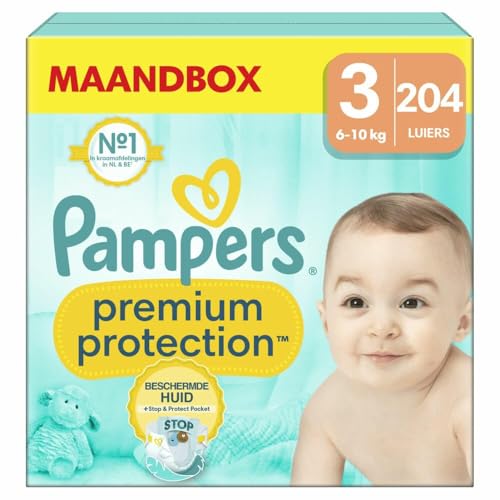 pampers windeln größe 3, doppelter schutz, 204 stück, 6kg-10kg, hautkomfort