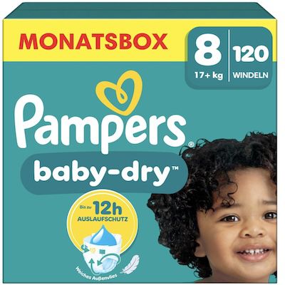 pampers baby-dry windeln größe 8 (17kg+), 120 stück für 40,37 euro