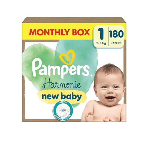 pampers harmonie baby windeln größe 1, 180 stück, für 2kg-5kg, sanfter hautschutz