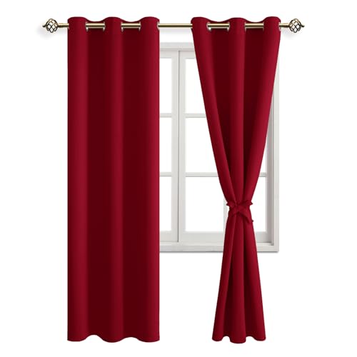 jiuzhen vorhänge blickdicht ösen verdunklungs gardinen 2er set 228x117cm rot