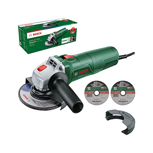 bosch winkelschleifer universalgrind 7-125 750 w mit trennscheiben und schleifscheibe