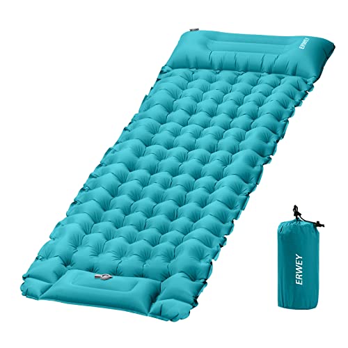 Erwey camping isomatte selbstaufblasend 200x70 cm wasserfest mit kissen und pumpe