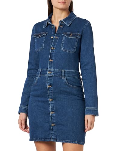 ONLY Damen ONLANNIKA LS Stretch DNM Kleid, Medium Blue Denim, Größe S, modisches Denim Sommerkleid