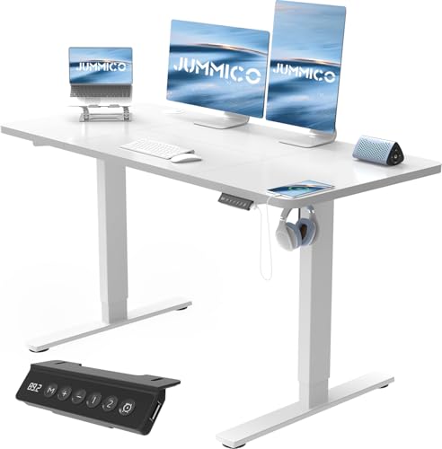 JUMMICO Höhenverstellbarer Schreibtisch elektrisch, ergonomischer Stehtisch 120 x 60 cm, weiß, verstellbarer Computertisch