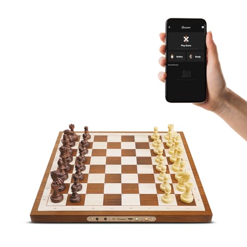 chessnut air elektronisches schachset, handgefertigtes holzschachbrett mit leds und app