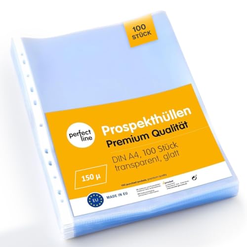 prospekthüllen perfect line 100 stück din a4 extra stark 150 my