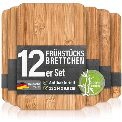 frühstücksbrettchen aus bambus 12er-set 22x14x0,8 cm holzbrettchen set